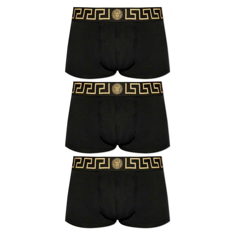 Versace Men Set Of Three Boxers With Greca Border
